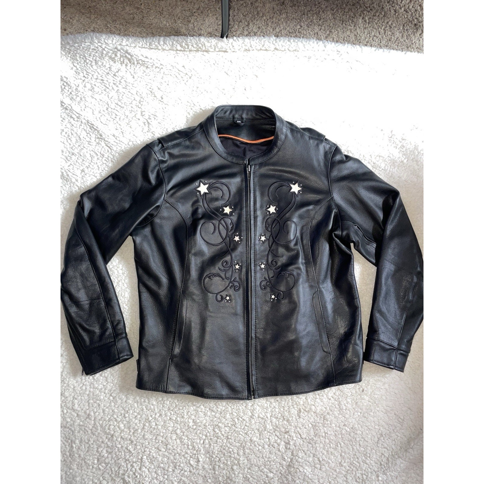 Milwaukee Leather 2500 Women's Reflective Star Riveted Harley Leather Jacket